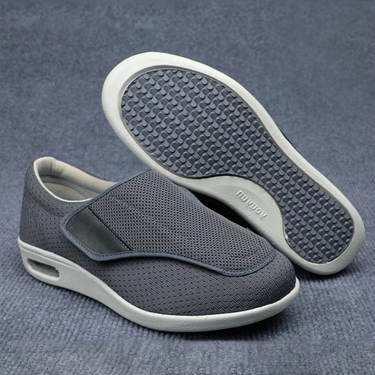 Womens Wide Fit Walking Shoes Adjustable Straps Mesh Upper