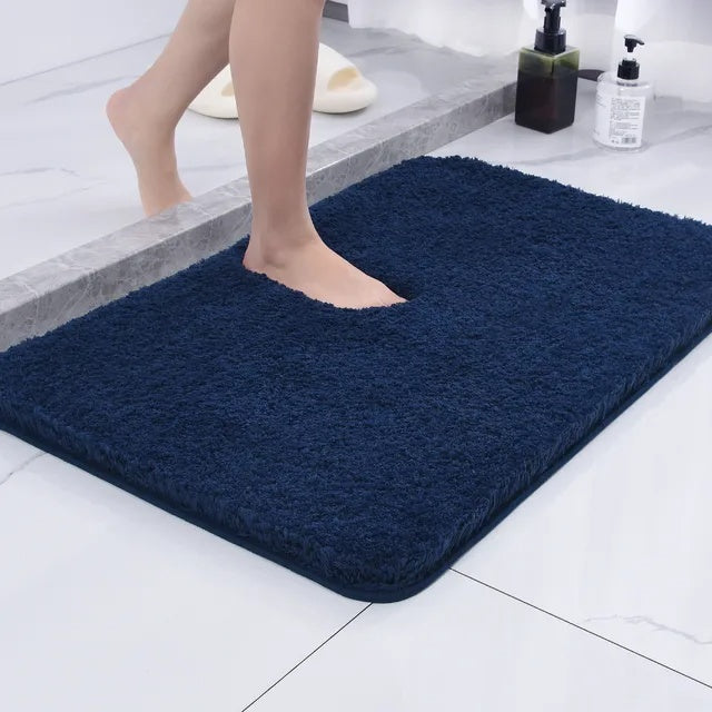 Bath Rug Plush High-Pile Microfiber with Non-Slip Rubber Backing
