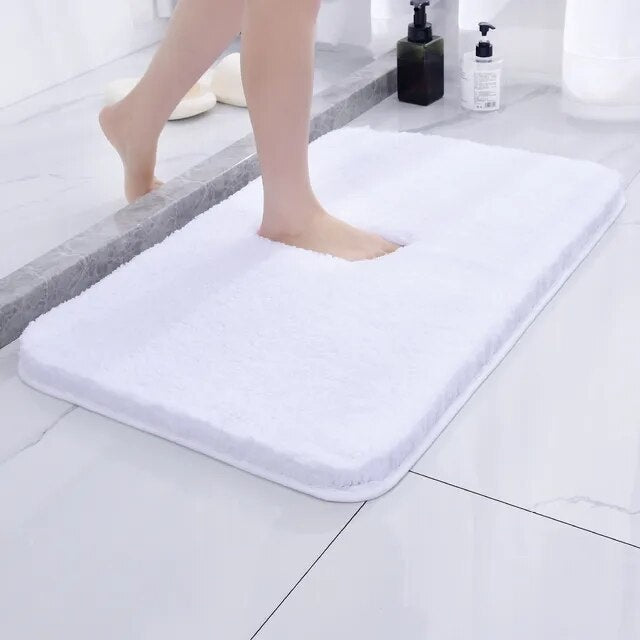 Bath Rug Plush High-Pile Microfiber with Non-Slip Rubber Backing