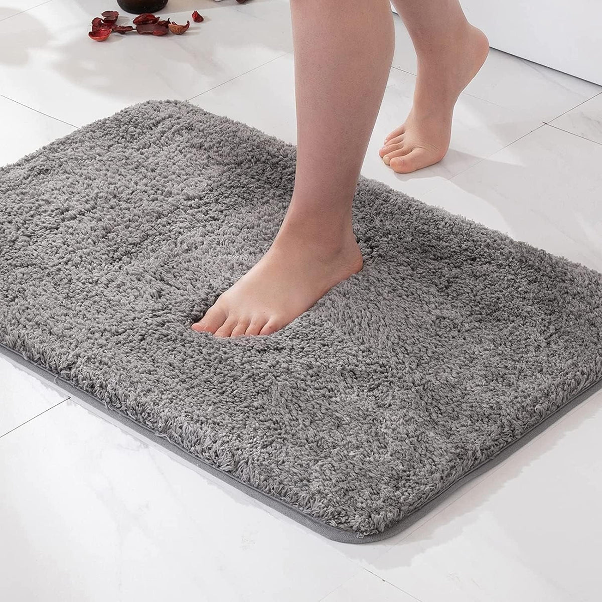 Bath Rug Plush High-Pile Microfiber with Non-Slip Rubber Backing