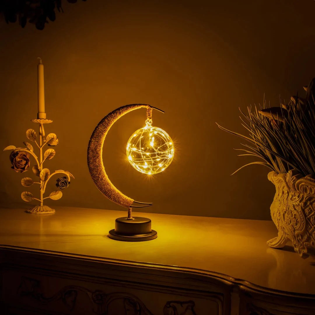 Moon Lamp 3D Printed Crater Texture Night Light in Gold Blue or Purple