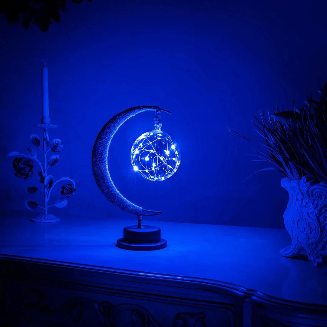Moon Lamp 3D Printed Crater Texture Night Light in Gold Blue or Purple
