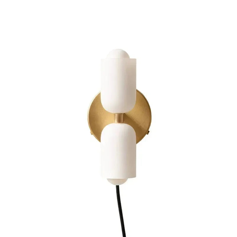 Up and Down Wall Sconce with 2 Opal Shades, Bulbs Included