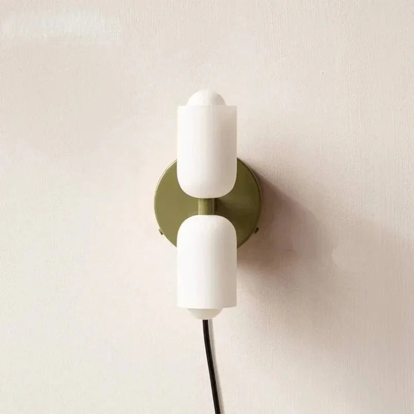 Up and Down Wall Sconce with 2 Opal Shades, Bulbs Included