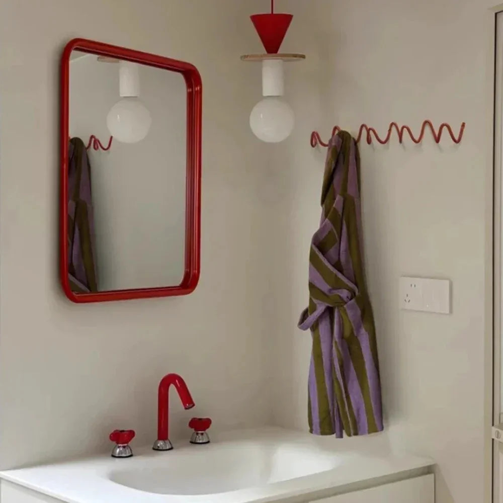 Squiggle Wall Hook Rack in Wrought Iron for Coats and Towels