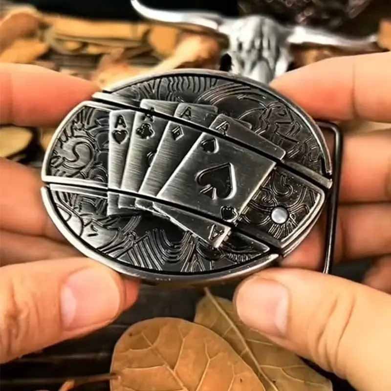 Western Belt Buckle Oval Metal Cowboy Engraved Design for Mens Belts