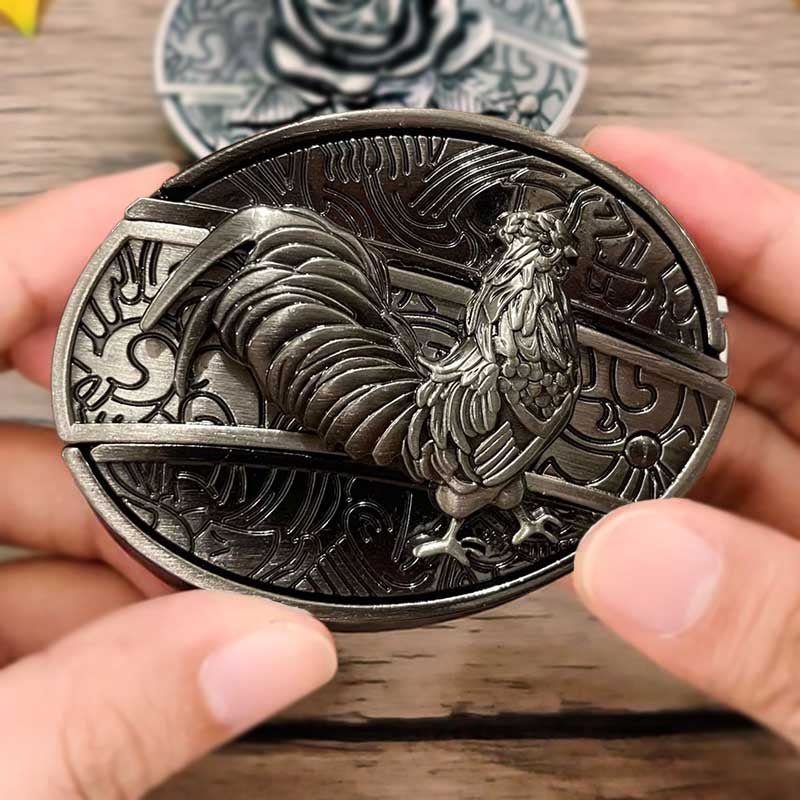 Western Belt Buckle Oval Metal Cowboy Engraved Design for Mens Belts