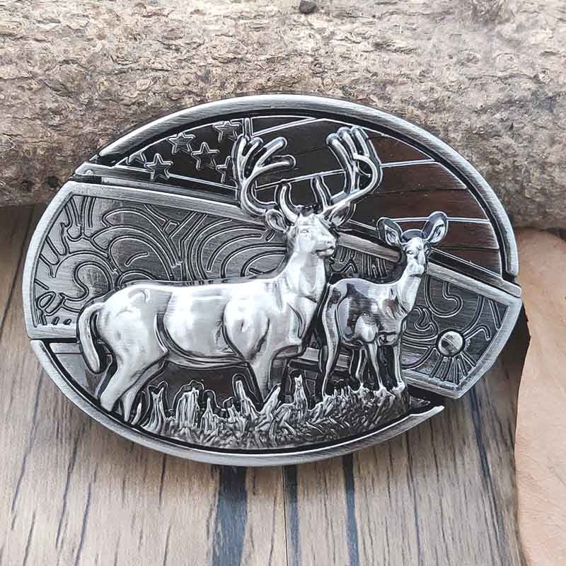 Western Belt Buckle Oval Metal Cowboy Engraved Design for Mens Belts