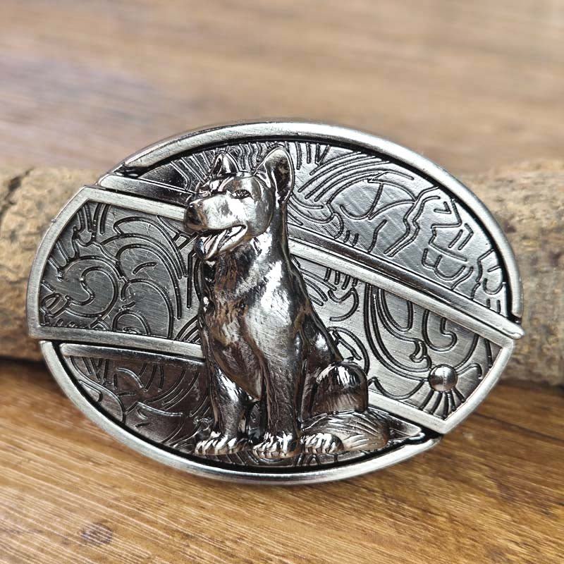 Western Belt Buckle Oval Metal Cowboy Engraved Design for Mens Belts