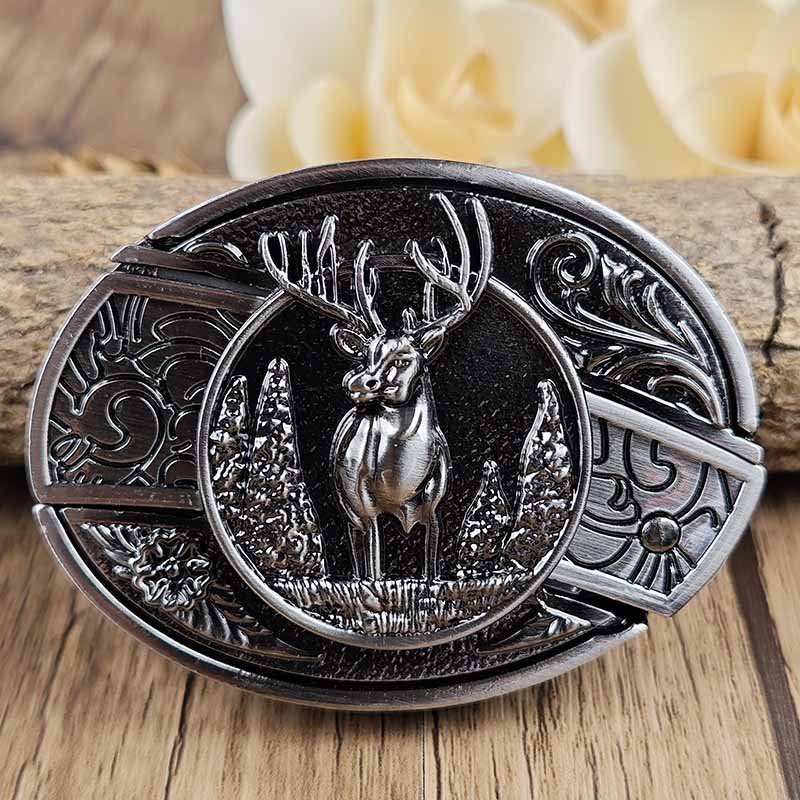 Western Belt Buckle Oval Metal Cowboy Engraved Design for Mens Belts