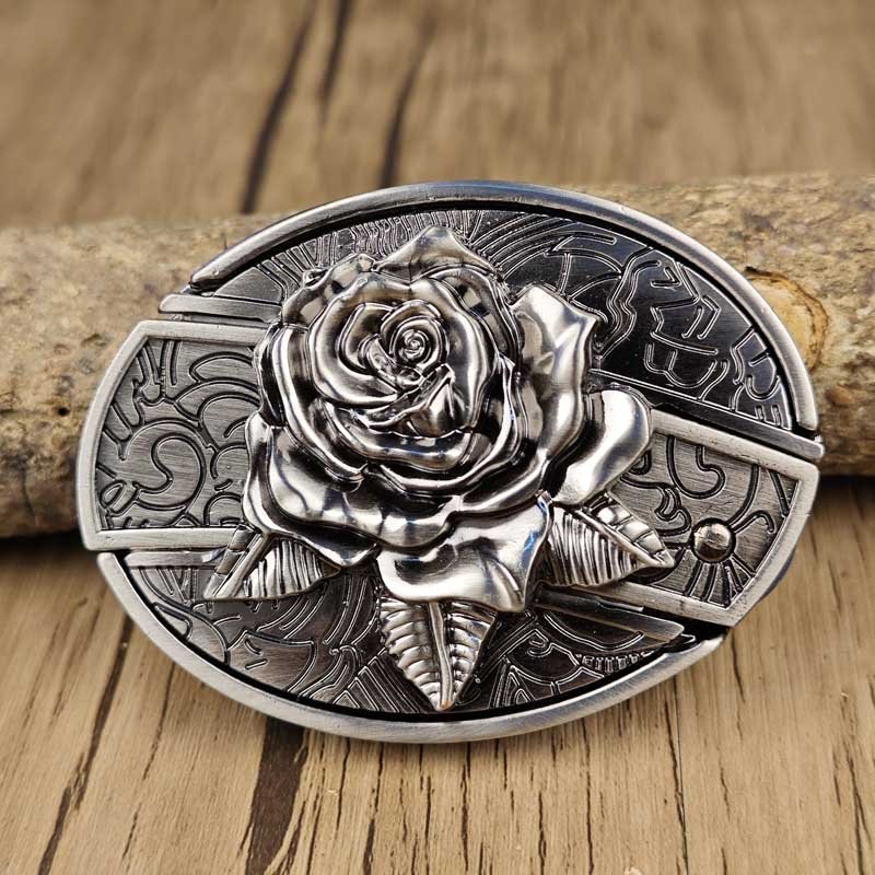 Western Belt Buckle Oval Metal Cowboy Engraved Design for Mens Belts