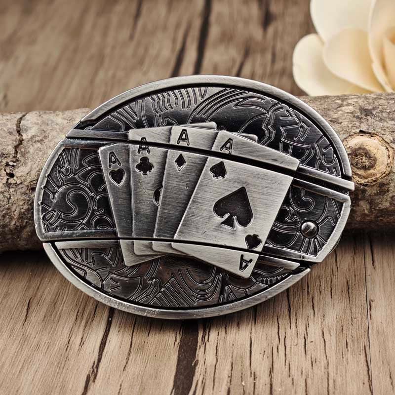 Western Belt Buckle Oval Metal Cowboy Engraved Design for Mens Belts
