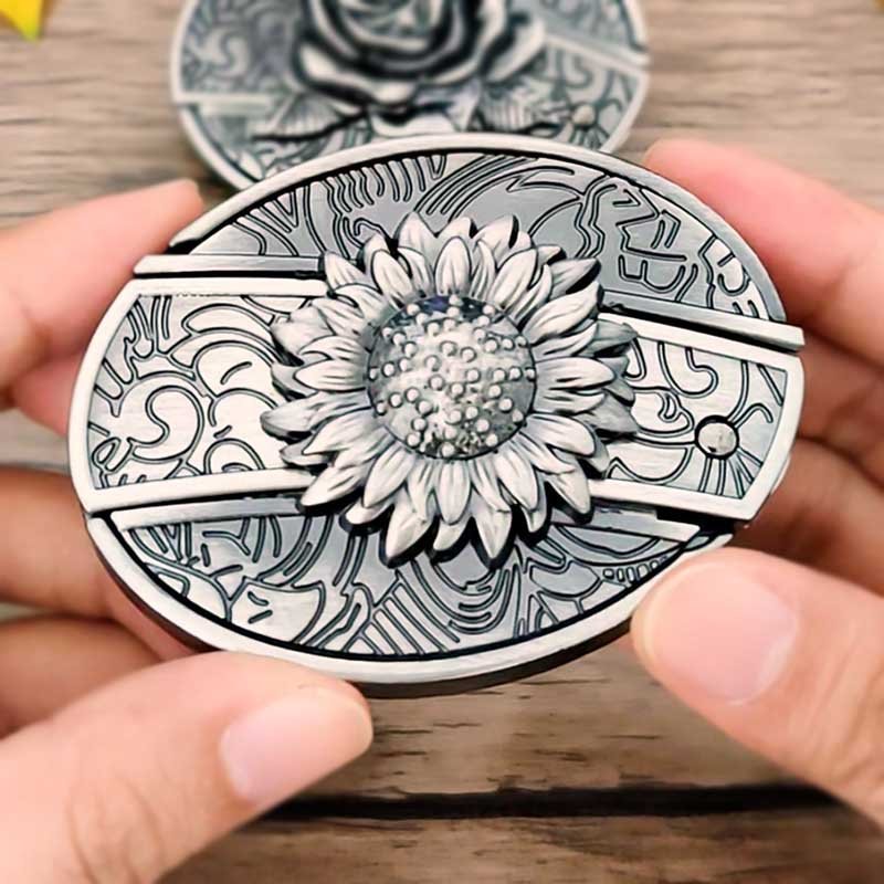Western Belt Buckle Oval Metal Cowboy Engraved Design for Mens Belts