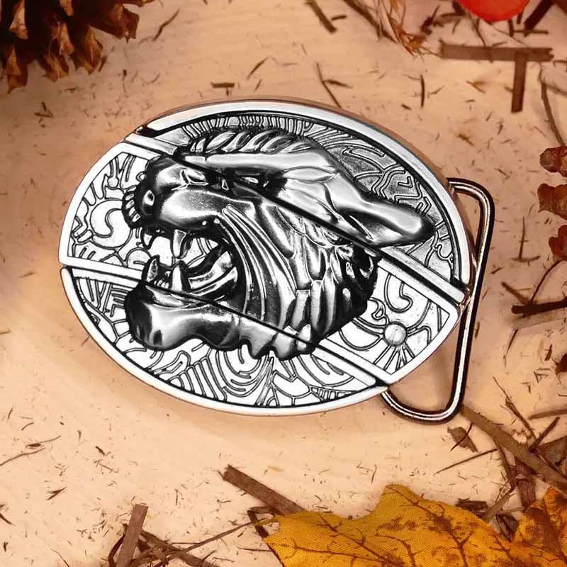 Western Belt Buckle Oval Metal Cowboy Engraved Design for Mens Belts