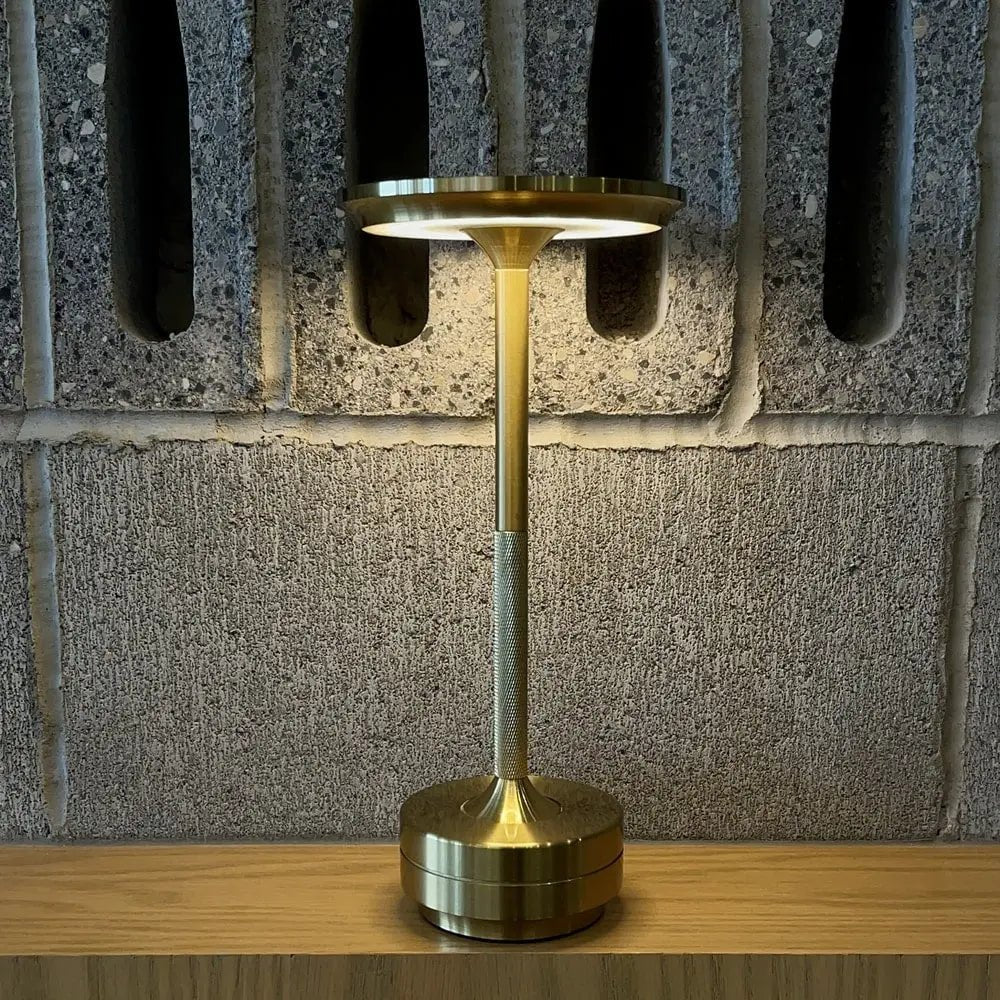 Cordless Table Lamp Rechargeable Dimmable Aluminum for Bedside and Patio