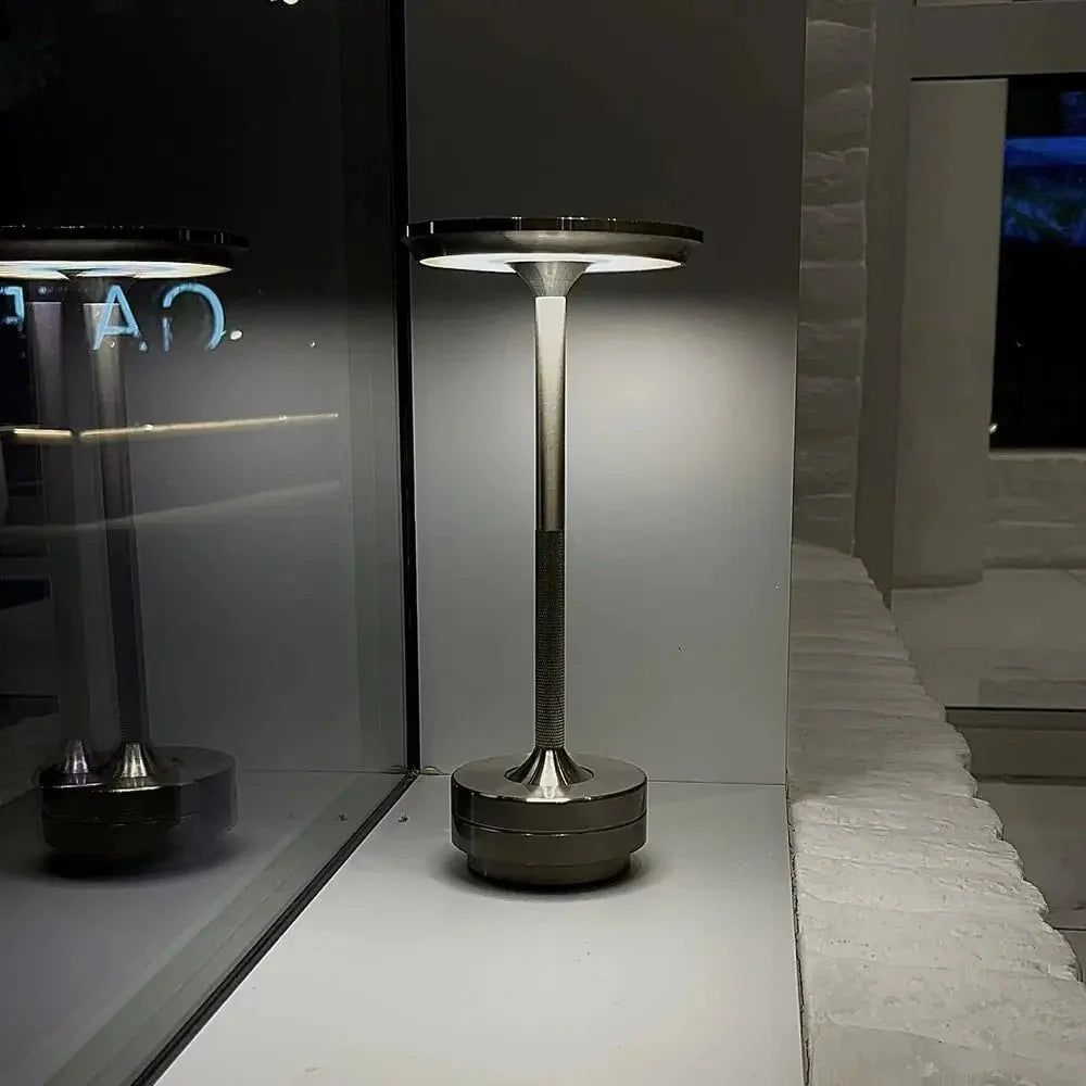 Cordless Table Lamp Rechargeable Dimmable Aluminum for Bedside and Patio