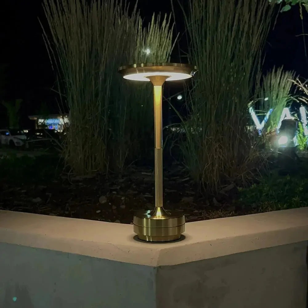 Cordless Table Lamp Rechargeable Dimmable Aluminum for Bedside and Patio
