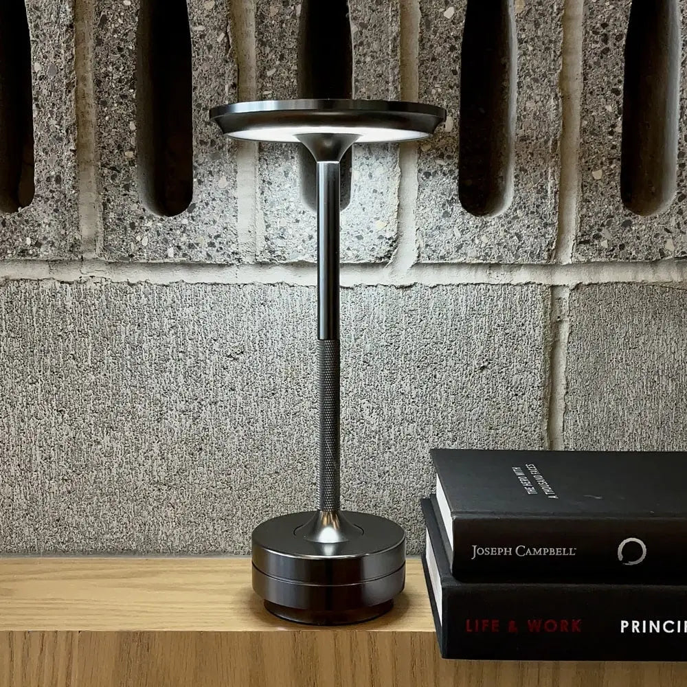 Cordless Table Lamp Rechargeable Dimmable Aluminum for Bedside and Patio