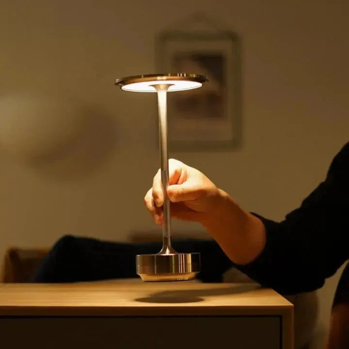 Cordless Table Lamp Rechargeable Dimmable Aluminum for Bedside and Patio