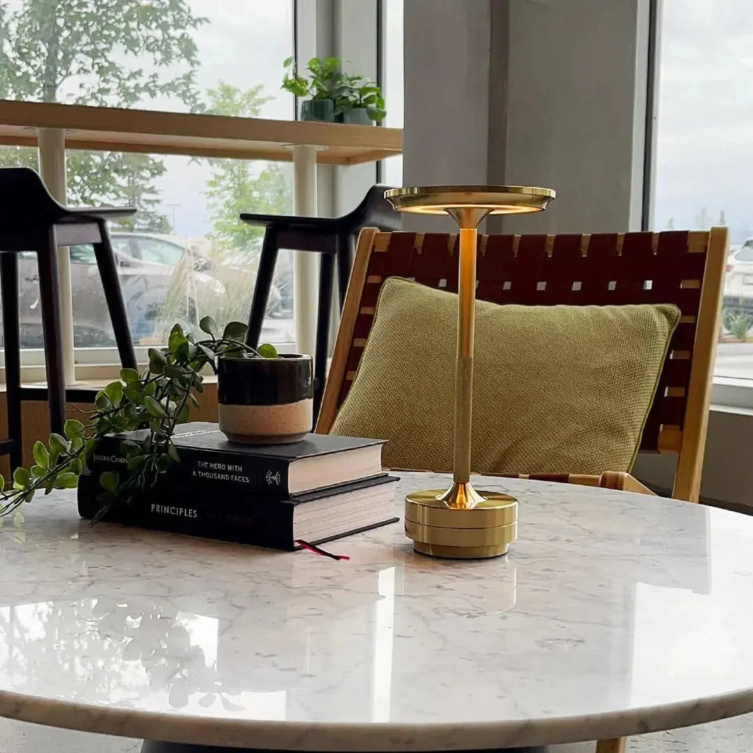 Cordless Table Lamp Rechargeable Dimmable Aluminum for Bedside and Patio