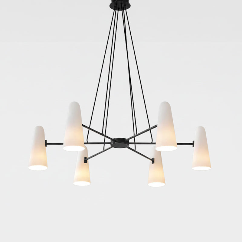 Brass Chandelier with White Glass Shades Candelabra Base Dining Room