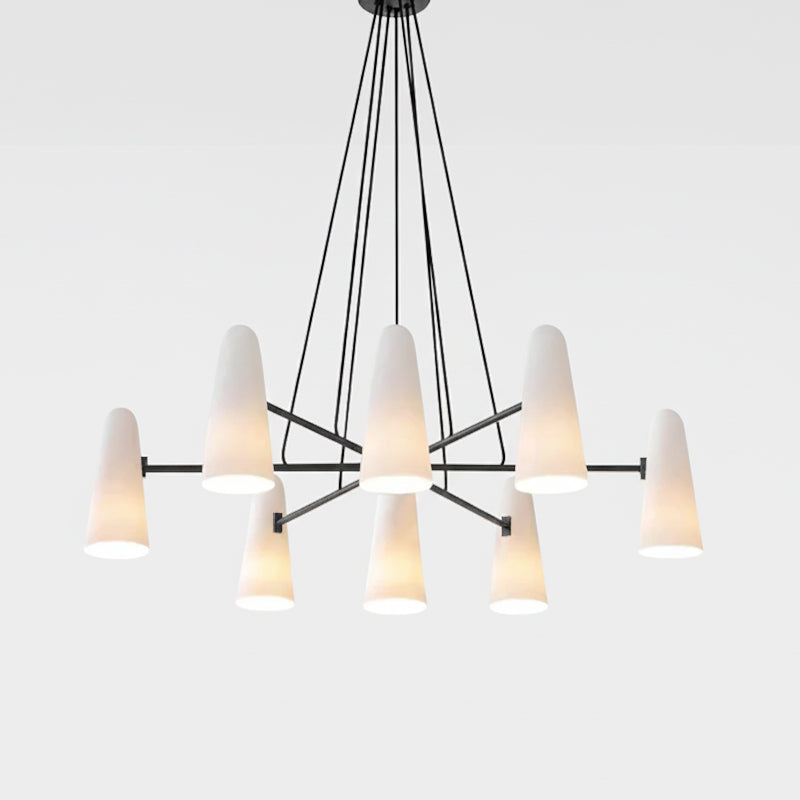 Brass Chandelier with White Glass Shades Candelabra Base Dining Room