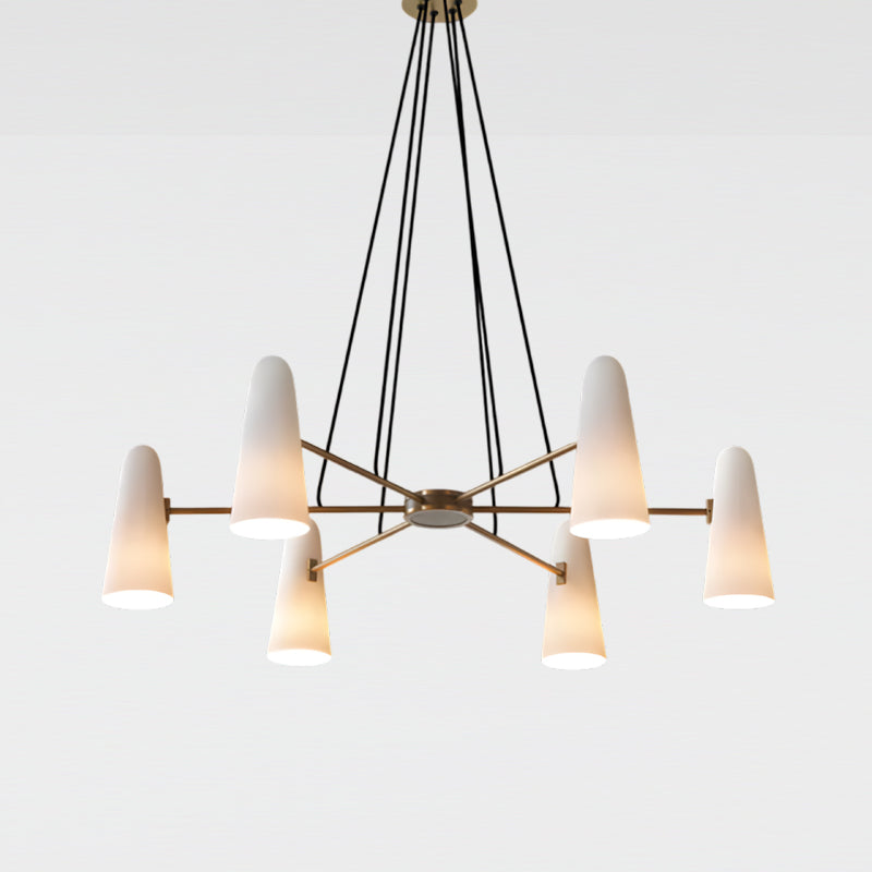 Brass Chandelier with White Glass Shades Candelabra Base Dining Room