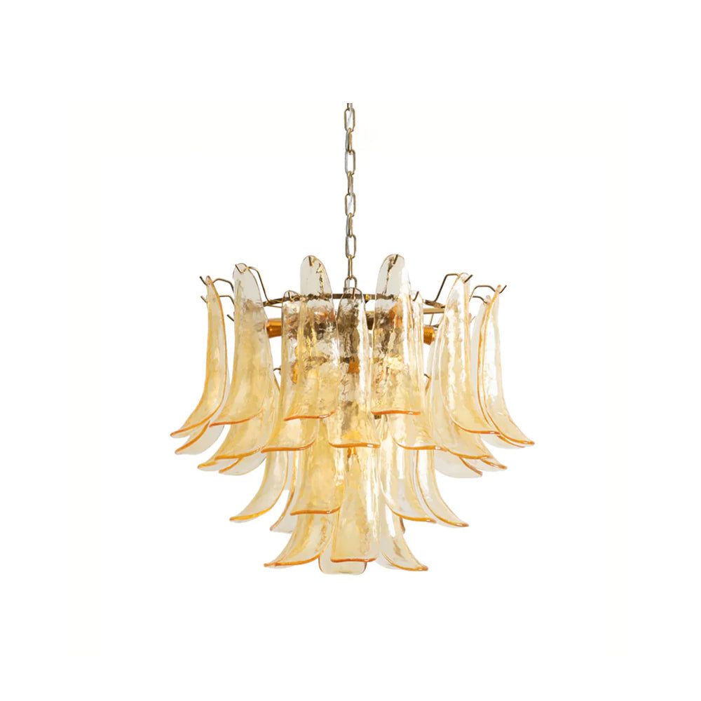 Murano Style Glass Petal Chandelier Hand Formed Glass Copper Frame