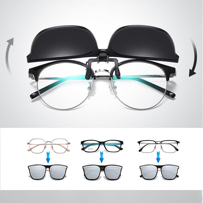 Polarized Clip On Sunglasses Flip Up Lenses for Prescription Glasses