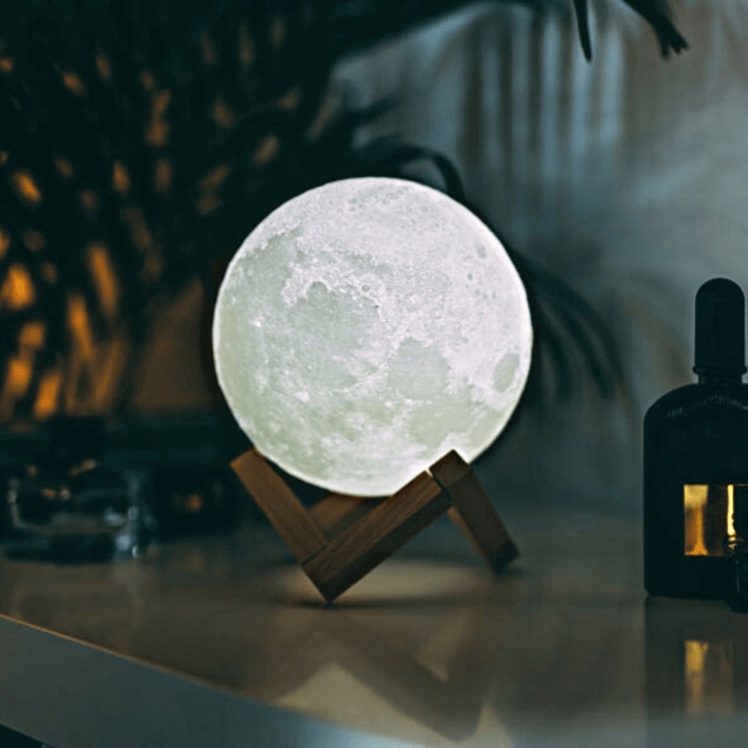 Moon Lamp White 3D Printed Lunar Surface Night Light in Four Sizes
