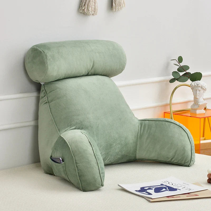Reading Pillow with Arms Backrest for Bed with Side Pocket