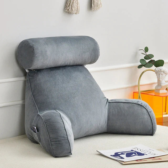 Reading Pillow with Arms Backrest for Bed with Side Pocket
