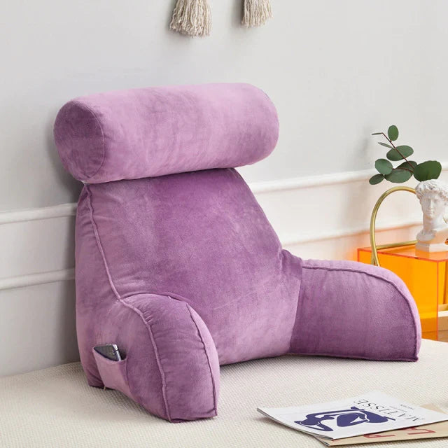 Reading Pillow with Arms Backrest for Bed with Side Pocket