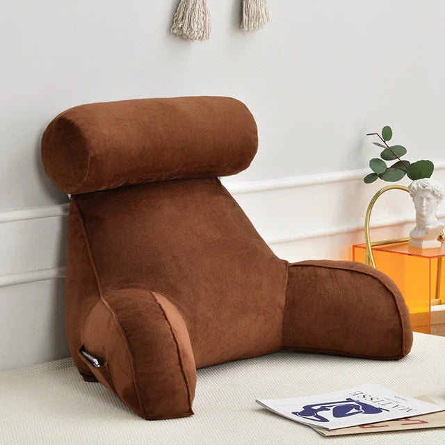 Reading Pillow with Arms Backrest for Bed with Side Pocket