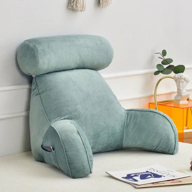 Reading Pillow with Arms Backrest for Bed with Side Pocket