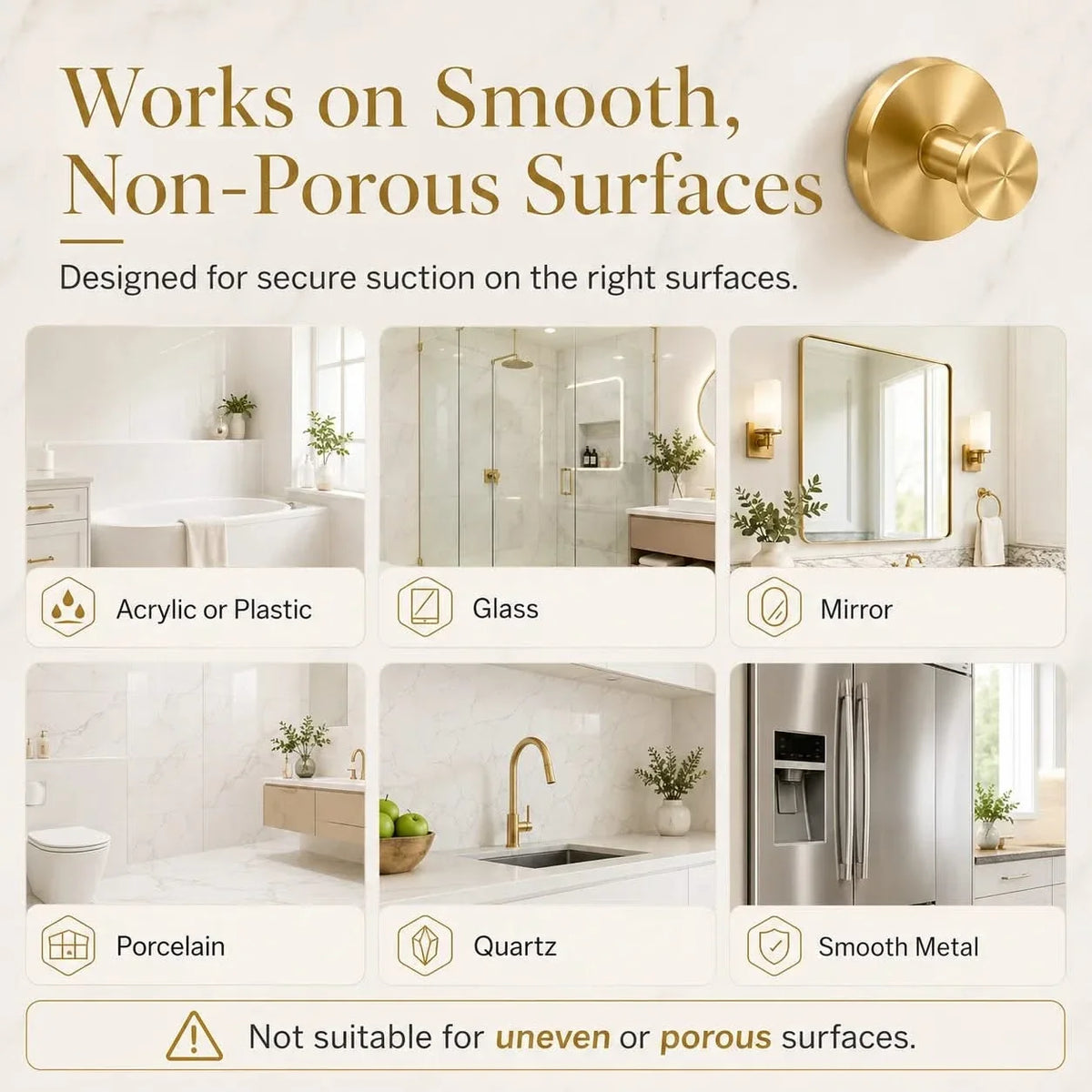Suction Cup Towel Hook No-Drill Stainless Steel