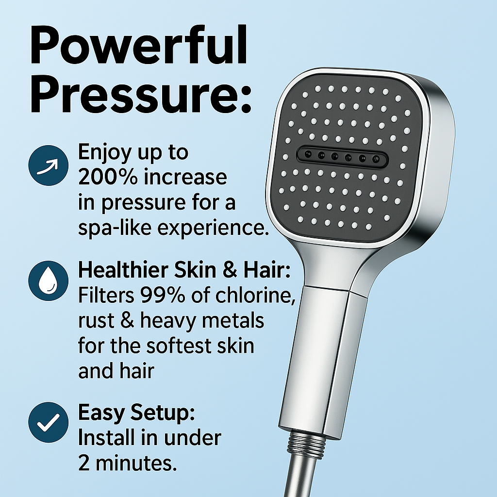 High Pressure Shower Head Filtered Handheld with Turbo Boost for Low Pressure