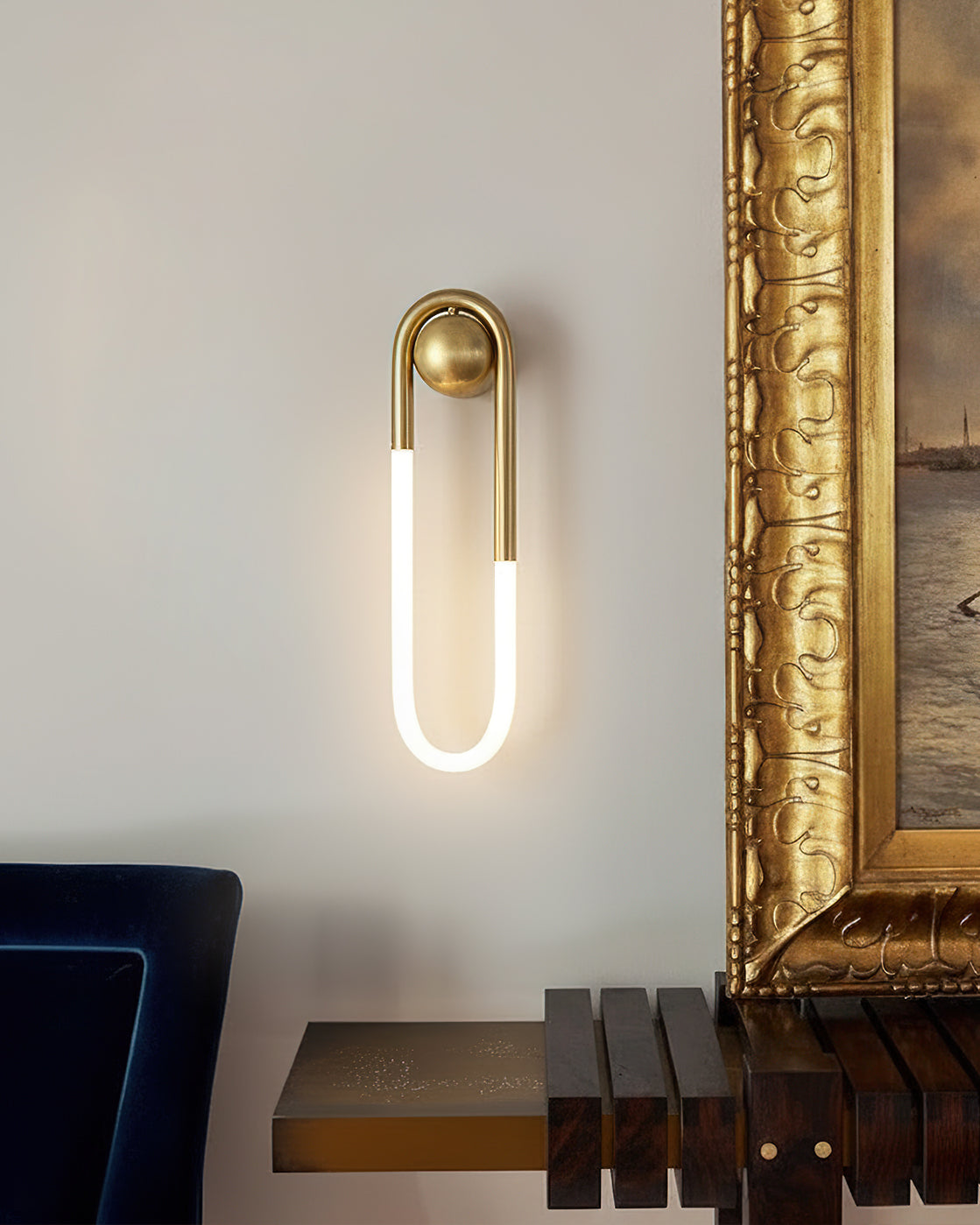 Loop Wall Sconce Brass Integrated LED Dimmable for Hallway and Bedside
