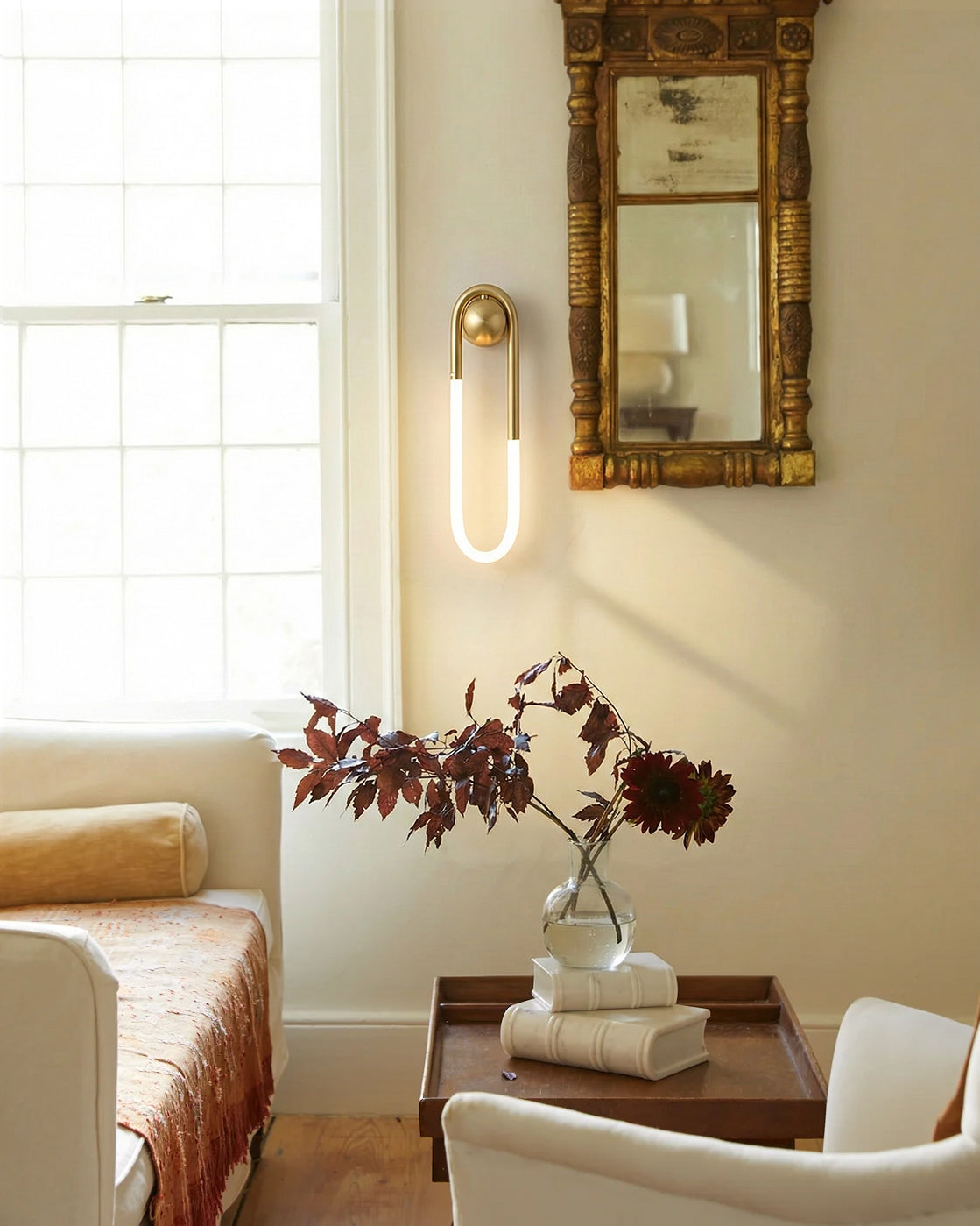 Loop Wall Sconce Brass Integrated LED Dimmable for Hallway and Bedside