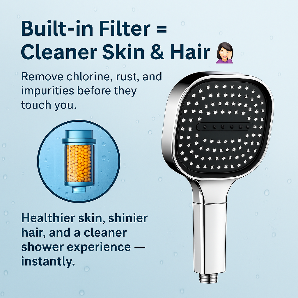 High Pressure Shower Head Filtered Handheld with Turbo Boost for Low Pressure