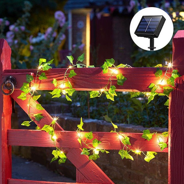 Solar String Lights Outdoor Ivy Leaf Garland Waterproof for Fence and Pergola