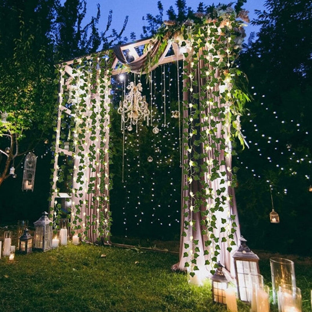 Solar String Lights Outdoor Ivy Leaf Garland Waterproof for Fence and Pergola