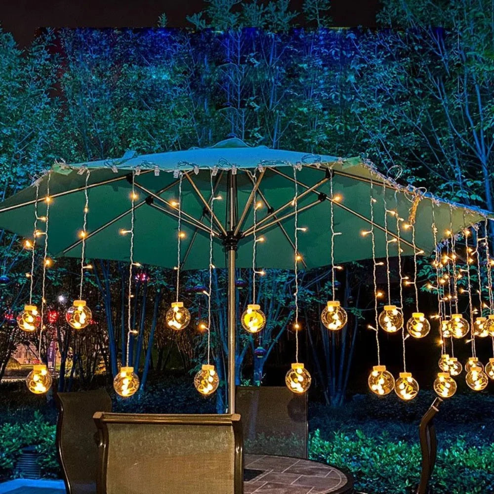 Solar String Lights Outdoor Hanging Pendant Globe for Patio and Pergola