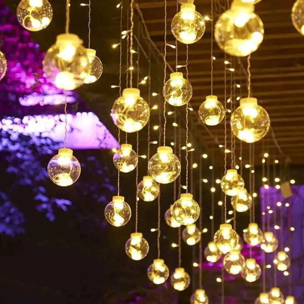 Solar String Lights Outdoor Hanging Pendant Globe for Patio and Pergola