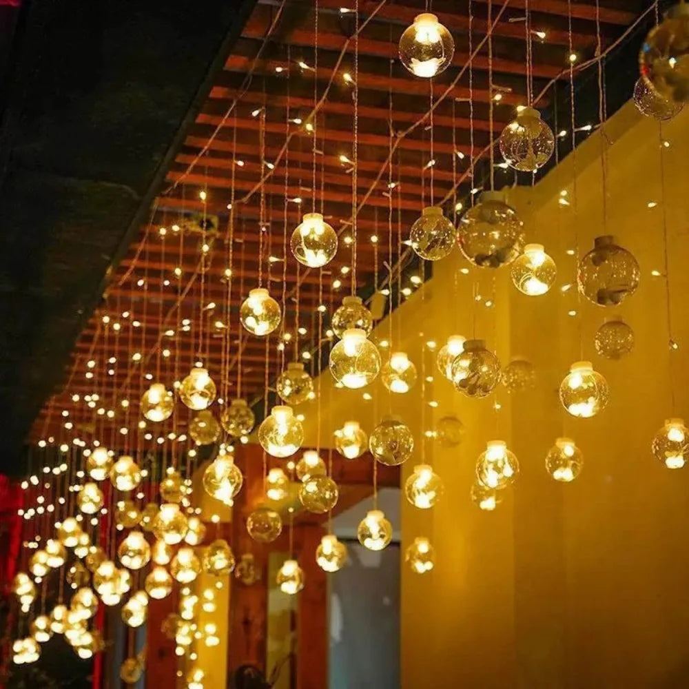 Solar String Lights Outdoor Hanging Pendant Globe for Patio and Pergola