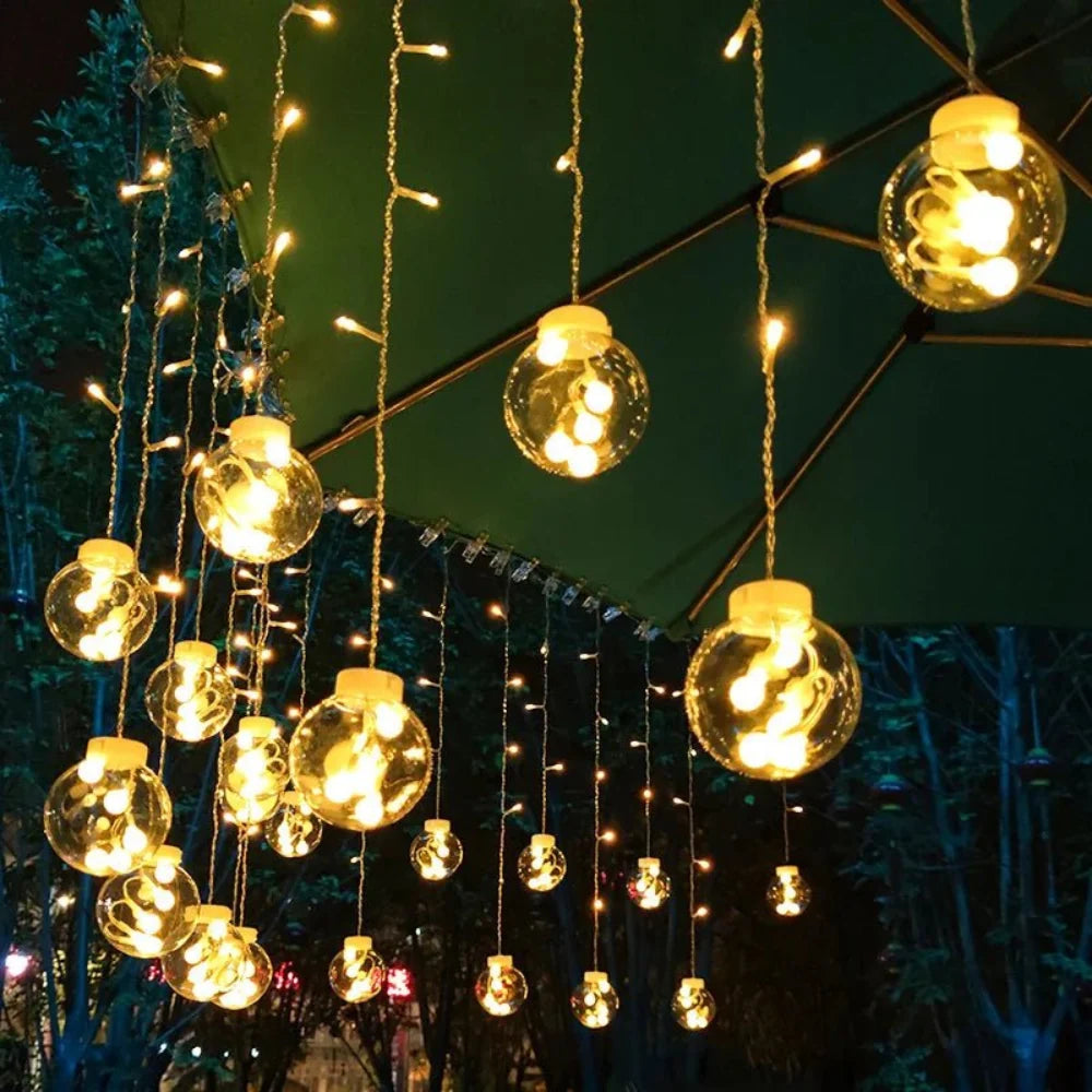 Solar String Lights Outdoor Hanging Pendant Globe for Patio and Pergola