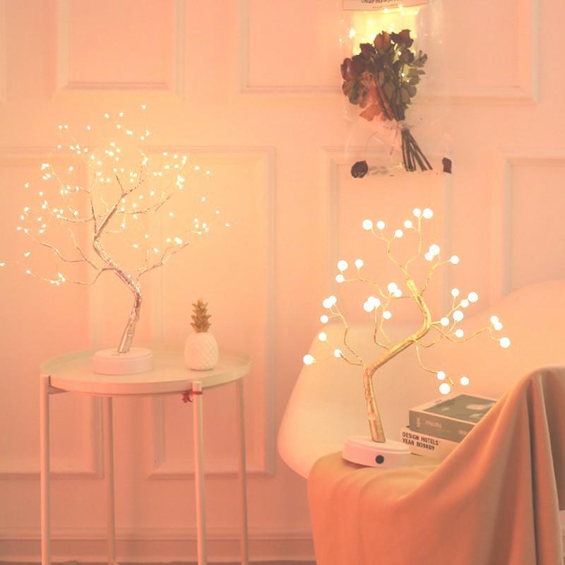 Tree Lamp LED Copper Wire Branch Night Light for Bedside Table and Shelf