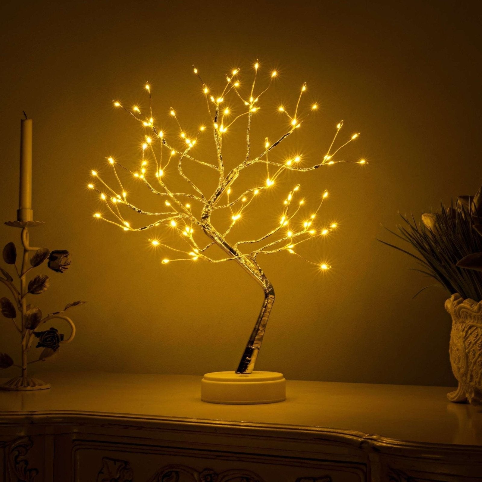 Tree Lamp LED Copper Wire Branch Night Light for Bedside Table and Shelf