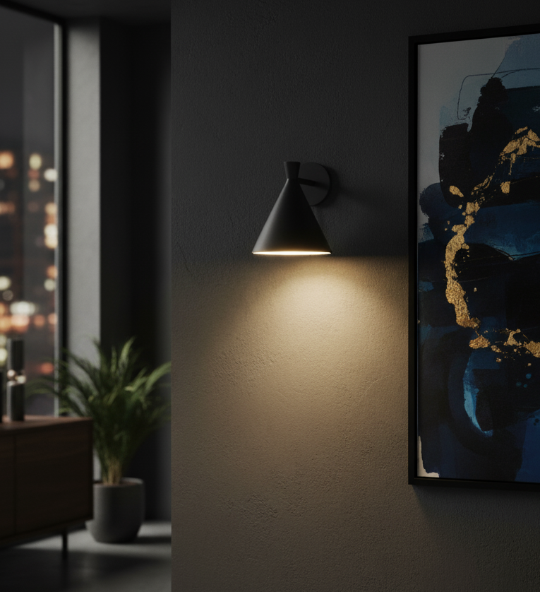 Støbt væglampe med diffuser, IP44