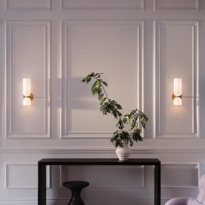 Two Light Wall Sconce Up and Down Glass Shades